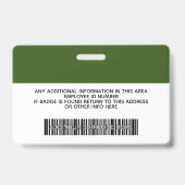 従業員カスタム – 写真、バーコード、ロゴ、名前 バッジ (裏面)