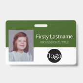 従業員カスタム – 写真、バーコード、ロゴ、名前 バッジ (正面)