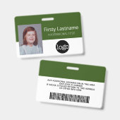 従業員カスタム – 写真、バーコード、ロゴ、名前 バッジ (正面＆裏面)