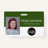 従業員カスタム – 写真、バーコード、ロゴ、名前 バッジ (正面)