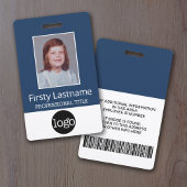 従業員カスタム – 写真、バーコード、ロゴ、名前 バッジ