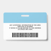 従業員カスタム – 写真、バーコード、ロゴ、名前 バッジ (裏面)