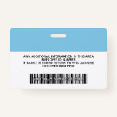 従業員カスタム – 写真、バーコード、ロゴ、名前 バッジ (裏面)