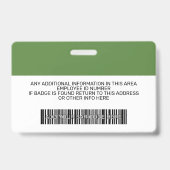 従業員カスタム – 写真、バーコード、ロゴ、名前 バッジ (裏面)