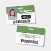 従業員カスタム – 写真、バーコード、ロゴ、名前 バッジ (正面＆裏面)