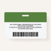 従業員カスタム – 写真、バーコード、ロゴ、名前 バッジ (裏面)