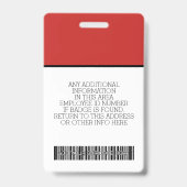 従業員カスタム – 写真、バーコード、ロゴ、名前 バッジ (裏面)