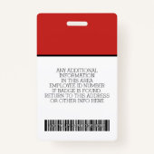 従業員カスタム – 写真、バーコード、ロゴ、名前 バッジ (裏面)