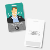 従業員カスタム – 写真、バーコード、ロゴ、名前 バッジ (Front & Back)