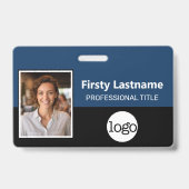 従業員カスタム – 写真、バーコード、ロゴ、名前 バッジ (正面)