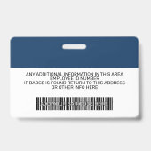 従業員カスタム – 写真、バーコード、ロゴ、名前 バッジ (裏面)