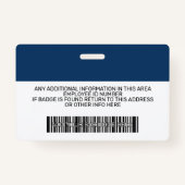 従業員カスタム – 写真、バーコード、ロゴ、名前 バッジ (裏面)