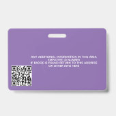 従業員カスタム – 写真、バーコード、ロゴ、名前 バッジ (裏面)