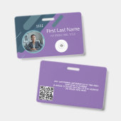 従業員カスタム – 写真、バーコード、ロゴ、名前 バッジ (正面＆裏面)