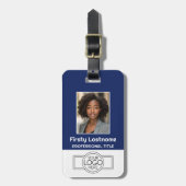 従業員カスタム – 写真、バーコード、ロゴ、名前 ラゲッジタグ (正面縦)