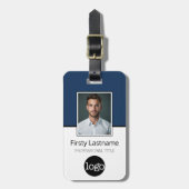 従業員カスタム – 写真、バーコード、ロゴ、名前 ラゲッジタグ (正面縦)