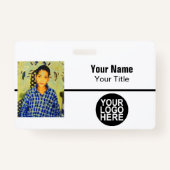 従業員カスタム – 写真、ロゴ、バーコードと名前 バッジ (正面)