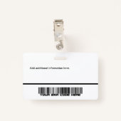 従業員カスタム – 写真、ロゴ、バーコードと名前 バッジ (裏面クリップ)