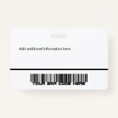 従業員カスタム – 写真、ロゴ、バーコードと名前 バッジ (裏面)