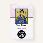 従業員カスタム – 写真、ロゴ、バーコードと名前 バッジ (正面)