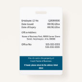 従業員カスタムIDカードのモダン緑の白 バッジ (裏面)