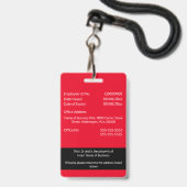 従業員カスタムIDカードテンプレート両面赤 バッジ (Back with Lanyard)