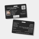 従業員カスタムIDカードバーコードの写真ロゴ（黒） バッジ (正面＆裏面)
