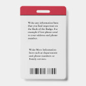 従業員カスタムIDカードフォトロゴバーコード名 バッジ (裏面)