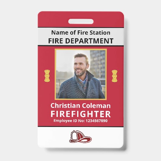 従業員カスタムIDカードフォトロゴバーコード名 バッジ (正面)