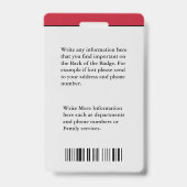 従業員カスタムIDカードフォトロゴバーコード名 バッジ (裏面)