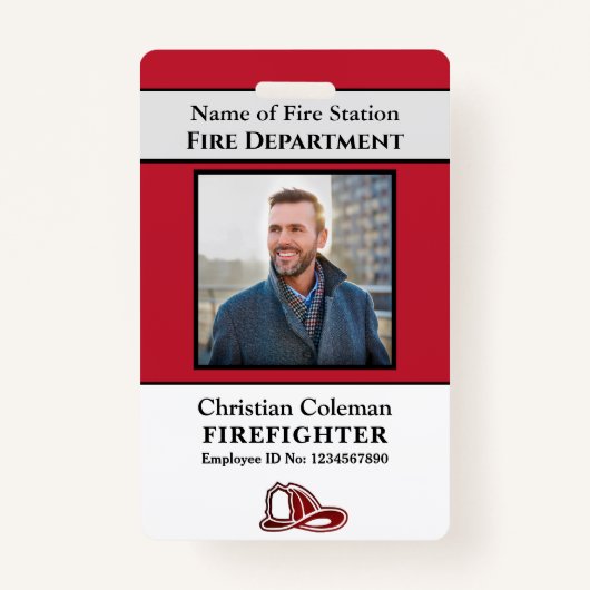 従業員カスタムIDカードフォトロゴバーコード名 バッジ (正面)