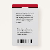 従業員カスタムIDカードフォトロゴバーコード名 バッジ (裏面)