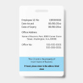 従業員カスタムIDカード編集可能な青い白 バッジ (裏面)