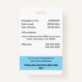 従業員カスタムIDカード編集可能な青い白 バッジ (裏面)