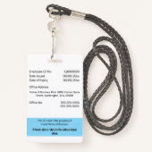 従業員カスタムIDカード編集可能な青い白 バッジ (裏面ランヤード)