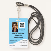 従業員カスタムIDカード編集可能な青い白 バッジ (正面ランヤード)
