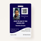 従業員カスタムIDカード編集可能ネイビーブルー白 バッジ (正面)