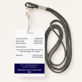 従業員カスタムIDカード編集可能ネイビーブルー白 バッジ (裏面ランヤード)