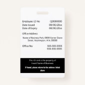 従業員カスタムIDカード編集可能白黒 バッジ (裏面)