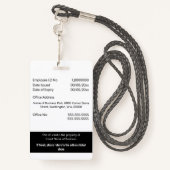 従業員カスタムIDカード編集可能白黒 バッジ (裏面ランヤード)