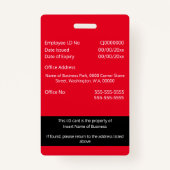 従業員カスタムIDカード縦横(赤) バッジ (裏面)