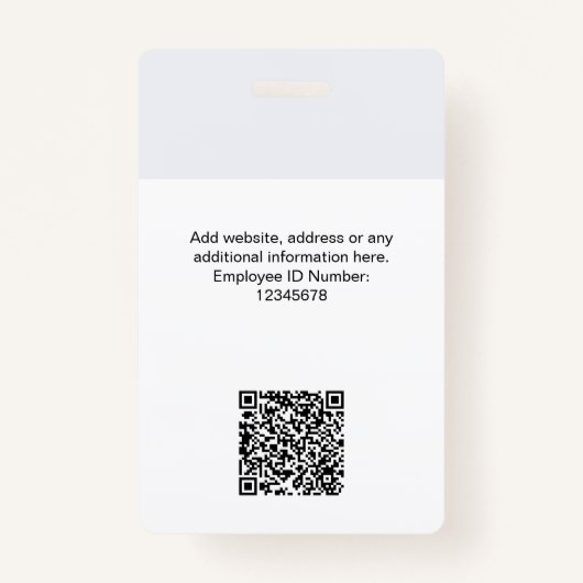 従業員カスタムIDカーモダンドのミニマリストQR バッジ (裏面)