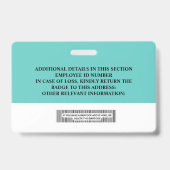 従業員カスタムIDバッジ – 名前、写真、バーコード バッジ (裏面)