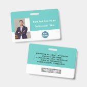 従業員カスタムIDバッジ – 名前、写真、バーコード バッジ (正面＆裏面)