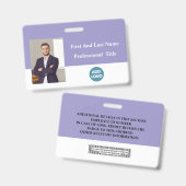 従業員カスタムIDバッジ – 名前、写真、バーコード バッジ (表裏)