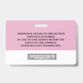 従業員カスタムIDバッジ – 名前、写真、バーコード バッジ (Back)