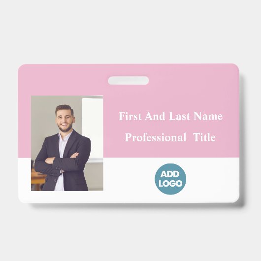 従業員カスタムIDバッジ – 名前、写真、バーコード バッジ (Front)