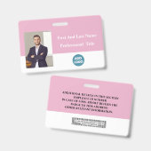 従業員カスタムIDバッジ – 名前、写真、バーコード バッジ (Front & Back)