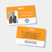 従業員カスタムIDバッジ – 名前、写真、バーコード バッジ (正面&裏面)