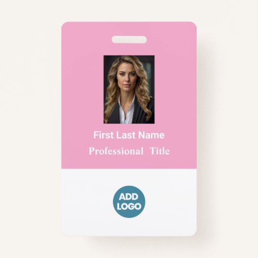 従業員カスタムIDバッジ – 名前、写真、ロゴ、... バッジ (正面)